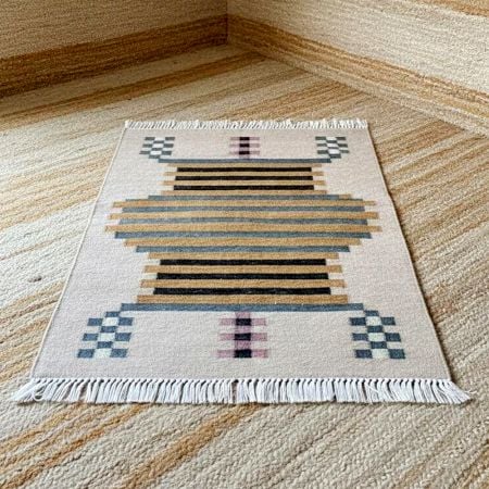 Handcrafted Wool Multicolor Vintage Dhurrie For Living